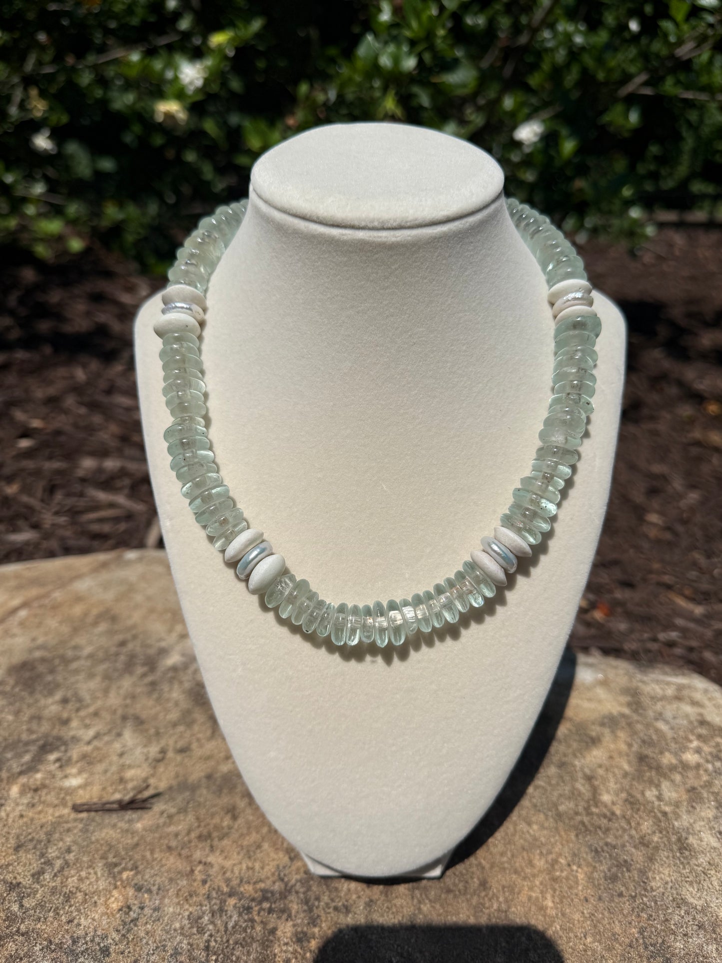 aqua blue and white mix with fresh water pearls