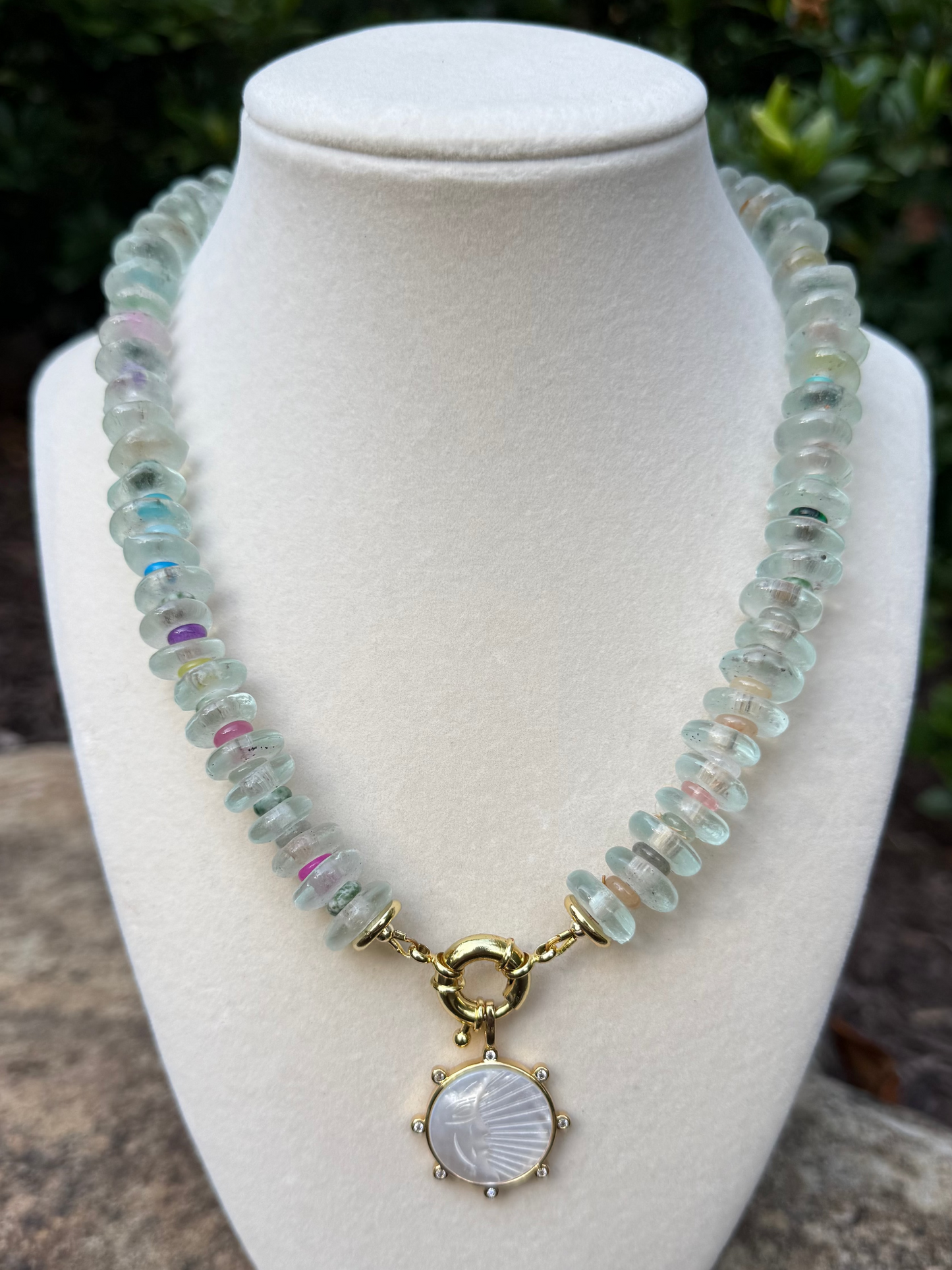 aqua with multi colored spacers