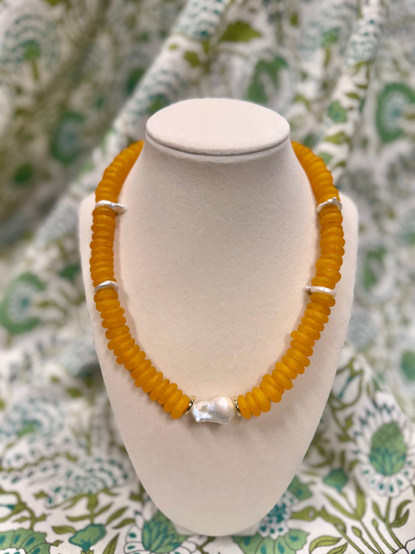 tangerine with pearl accents
