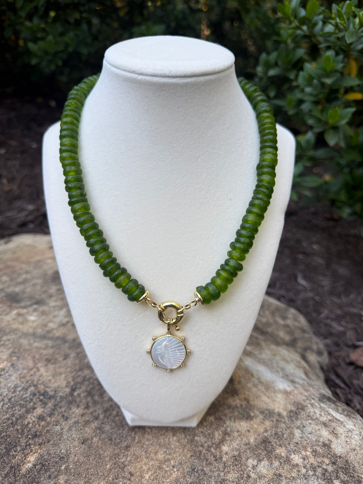 green ashanti charm necklace