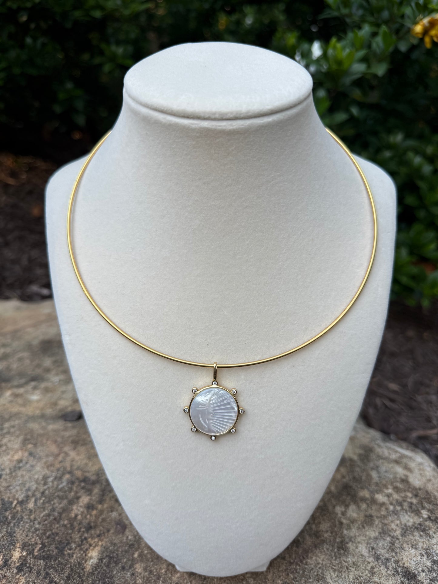 gold collar with moon charm