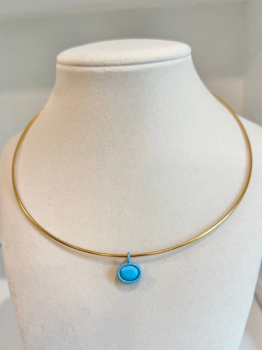 gold collar with turquoise charm
