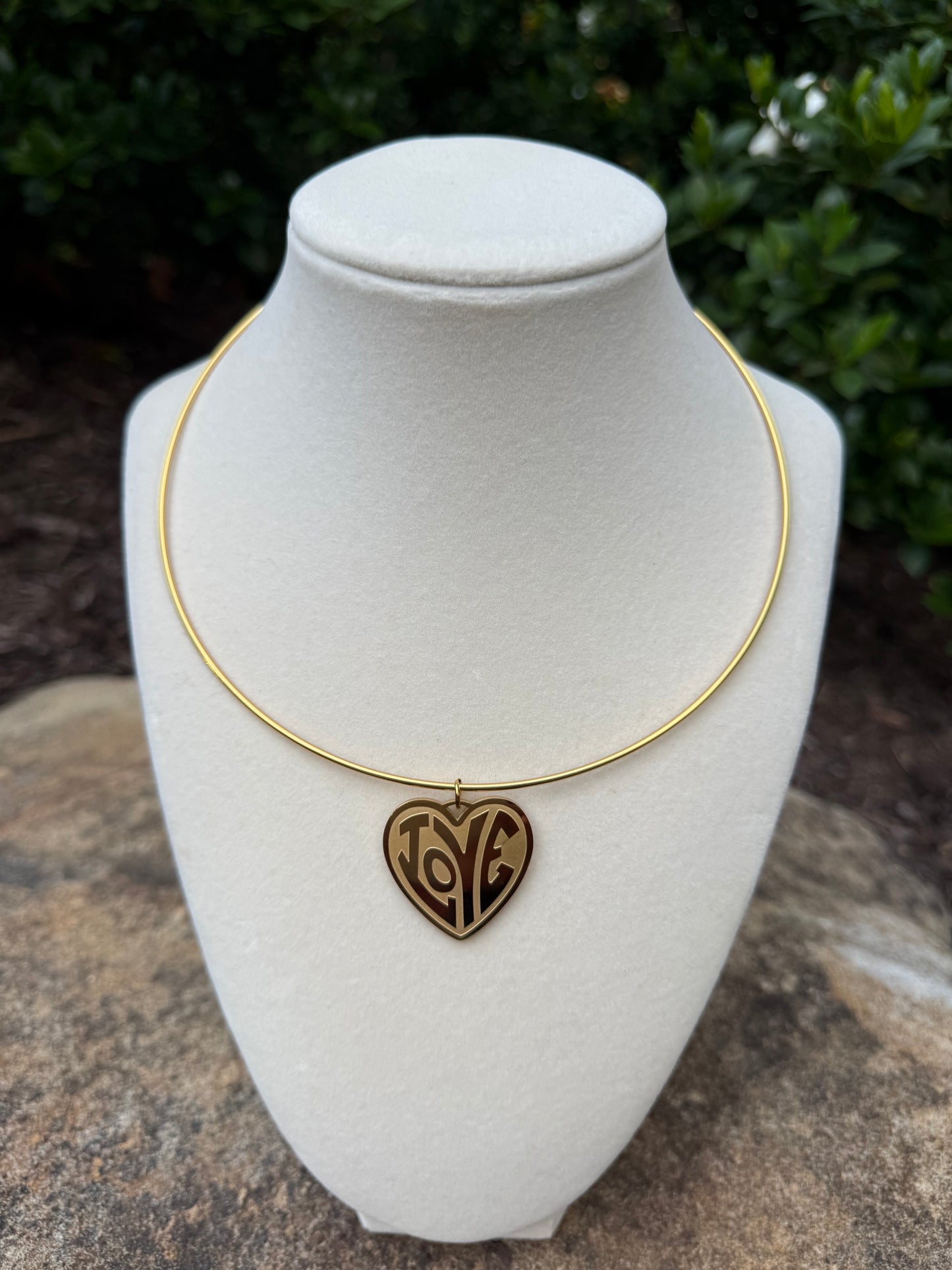 gold collar with love heart charm