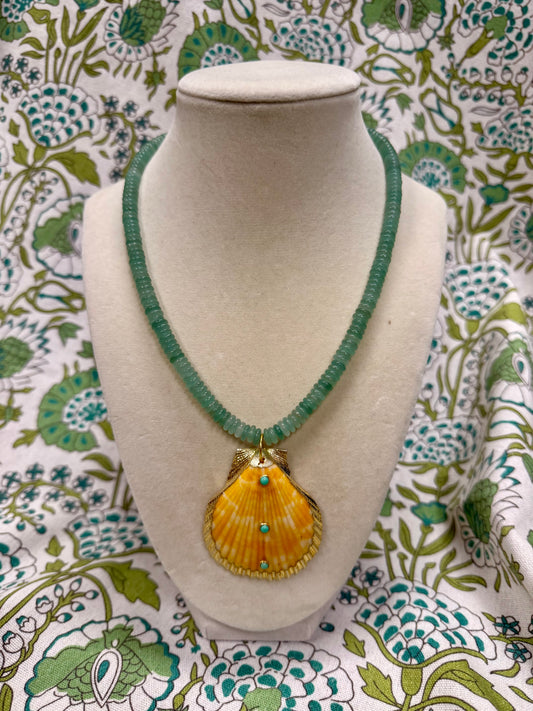 yellow scallop shell necklace