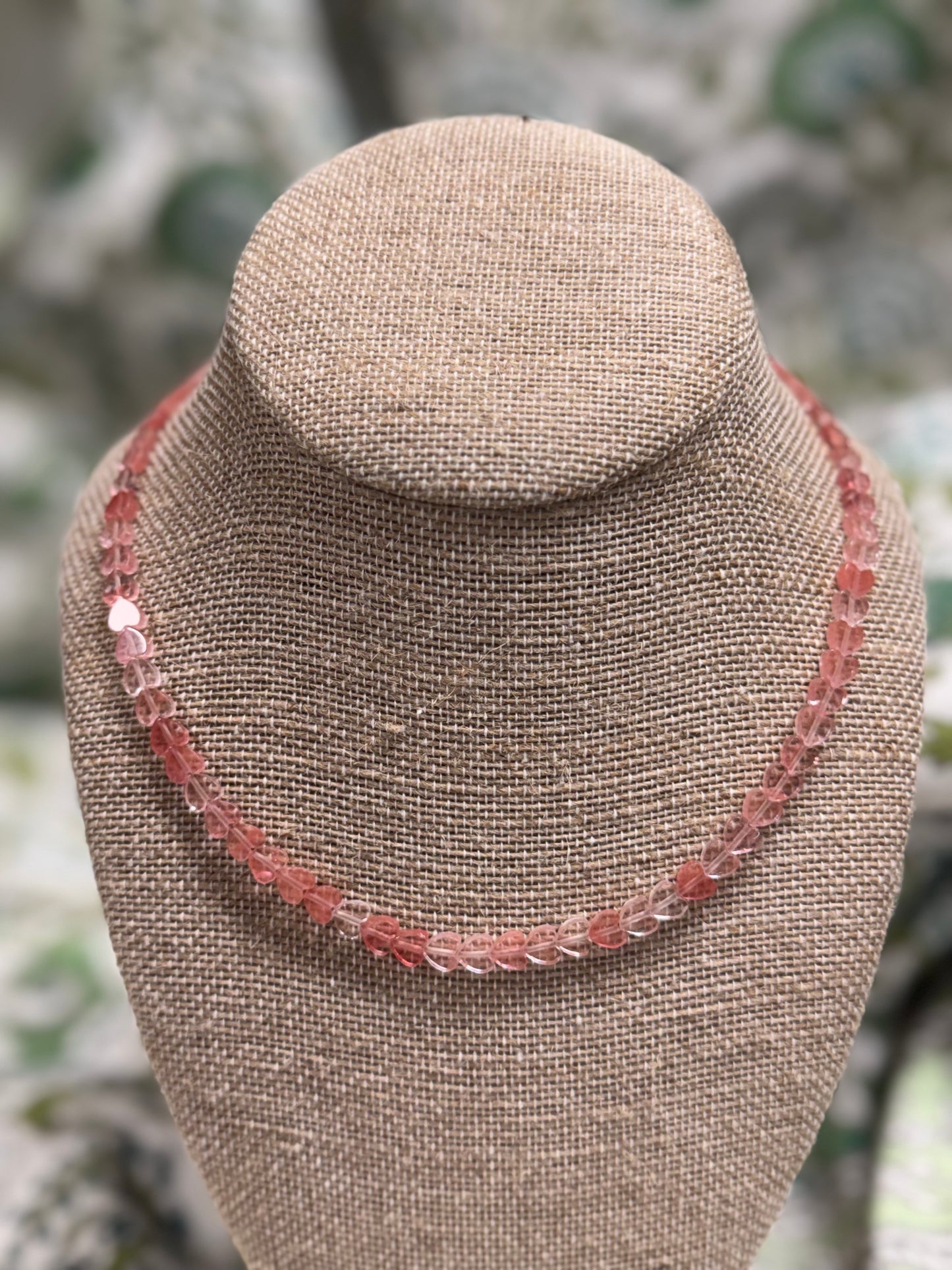 heart necklace - cherry quartz