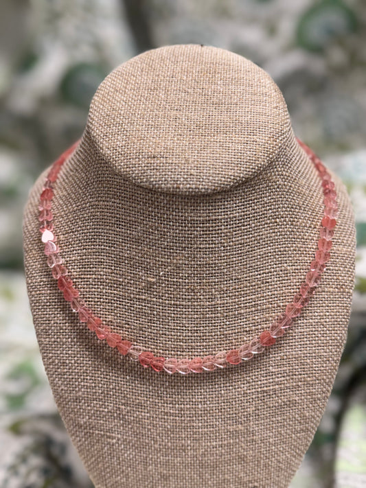 heart necklace - cherry quartz
