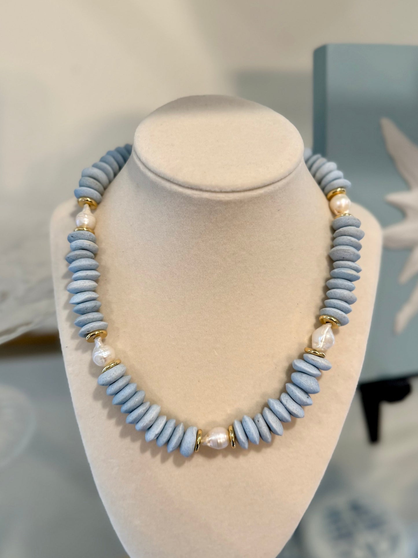 baby blue and fresh water pearls