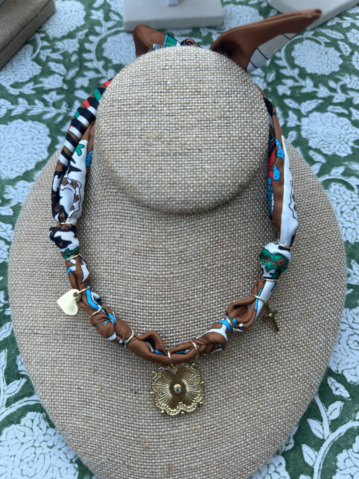 brown scarf necklace