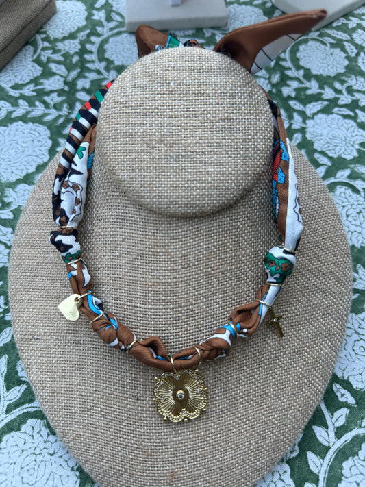 brown scarf necklace