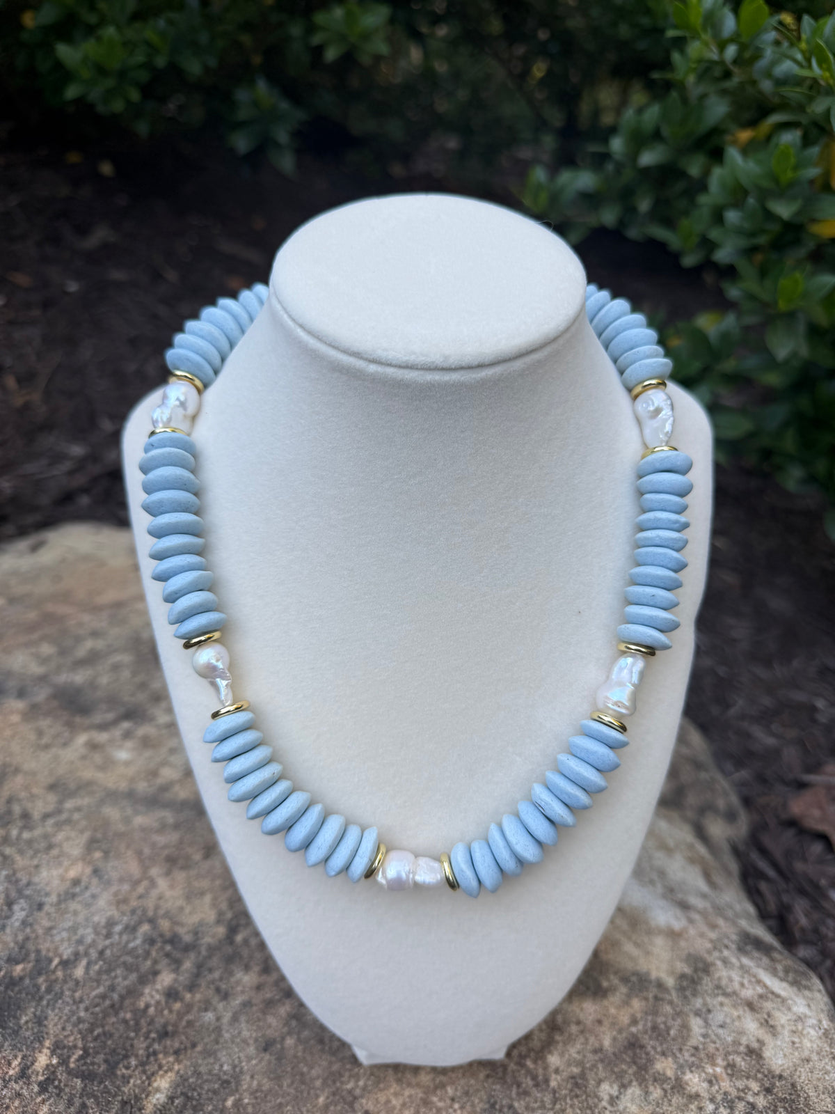 light blue ashanti pearl necklace