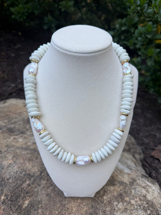 white ashanti pearl necklace